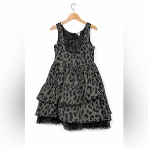 Harajuku Lovers Gwen Stefani Black Leopard Ruffle Dress Girls 6/6X Tiered Party